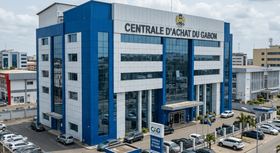 Centrale d'Achat du Gabon office building with cars parked outside