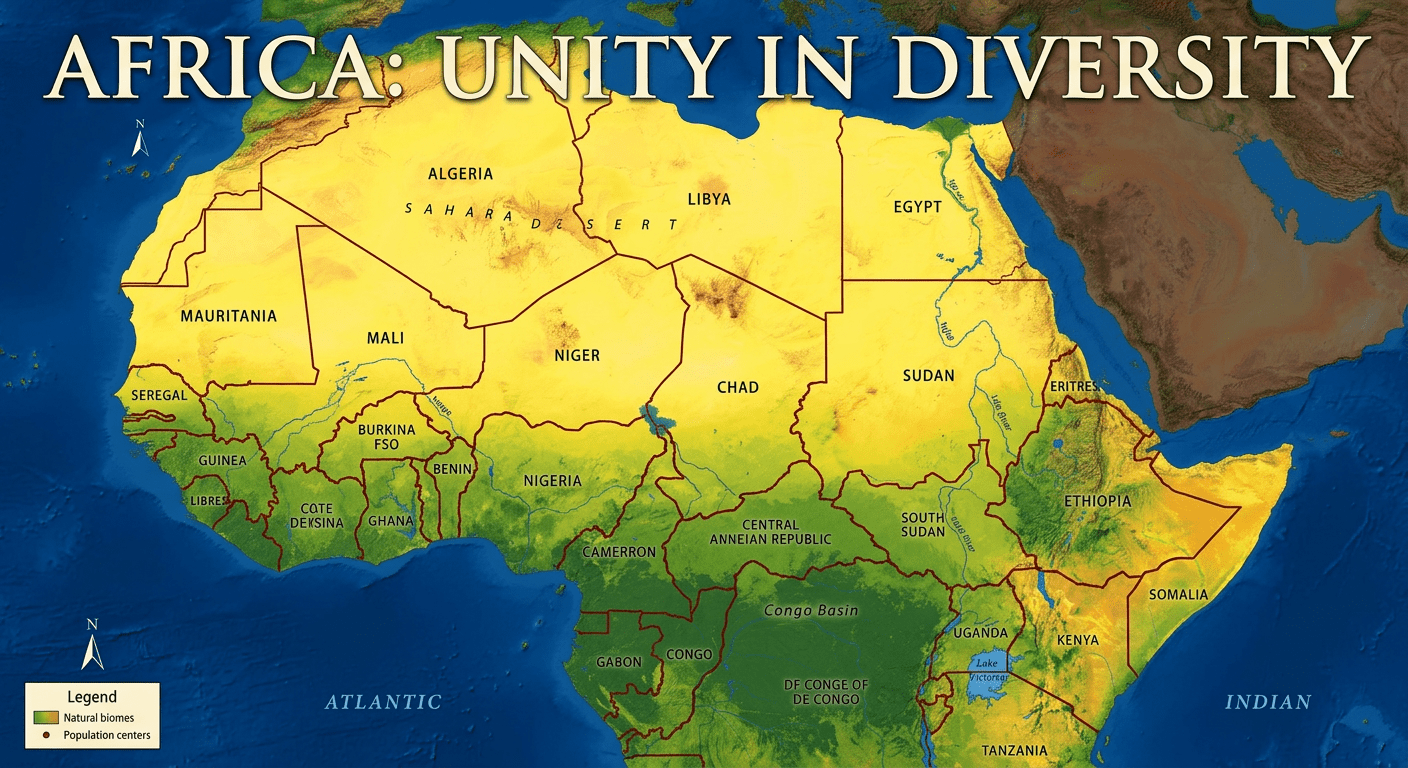 Realistic map of Africa with Pan-African colors