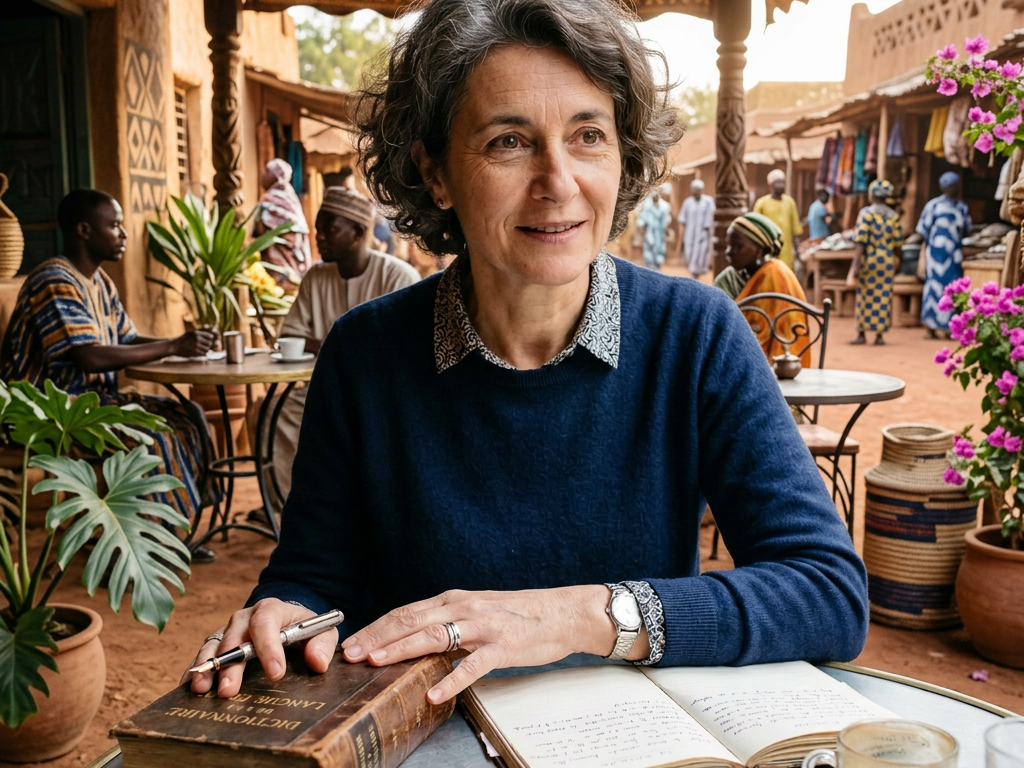 Place scene in African outdoor café setting